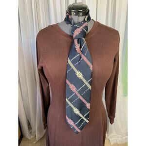 tie vintage 1960s wide geometric navy red yellow